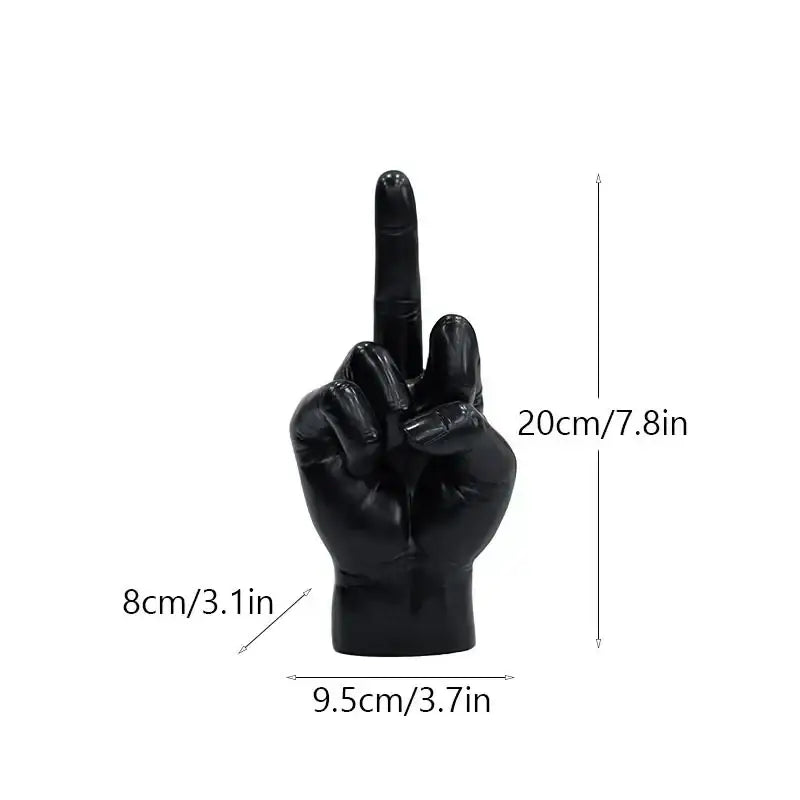 DecorBites™ Black Gold Middle Finger Sculpture: Modern Home Decor Figurine & Shelf Accessory