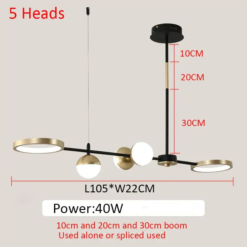 DecorBites™ Black Gold Minimalist Chandelier for Dining Room Home Decor
