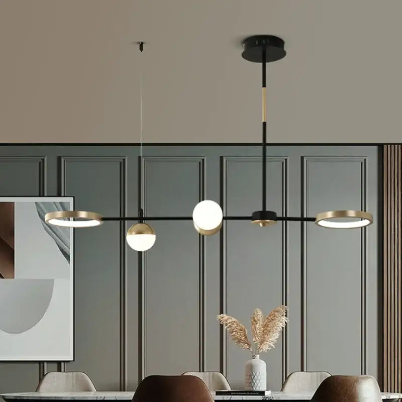 DecorBites™ Black Gold Minimalist Chandelier for Dining Room Home Decor