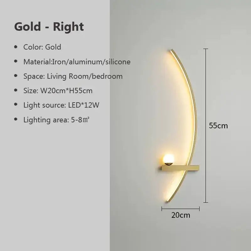 DecorBites™ Black Gold Modern Wall Sconce for Bedroom Study Home Indoor Lighting