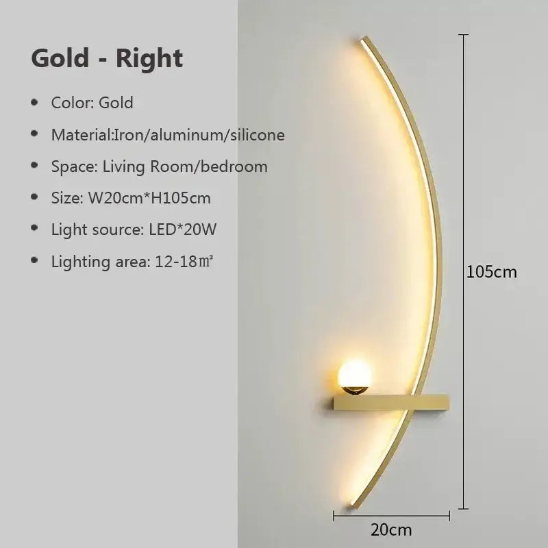DecorBites™ Black Gold Modern Wall Sconce for Bedroom Study Home Indoor Lighting
