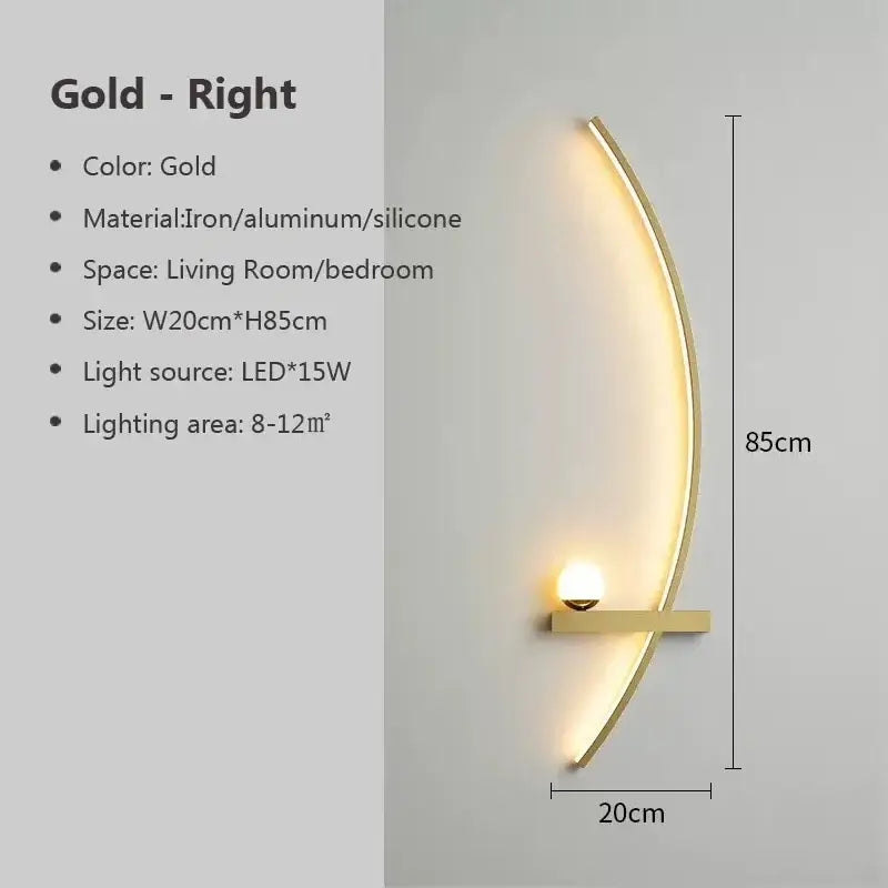 DecorBites™ Black Gold Modern Wall Sconce for Bedroom Study Home Indoor Lighting
