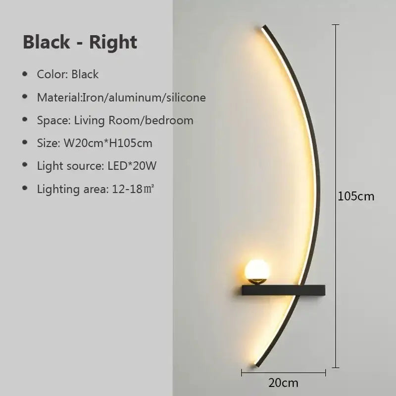 DecorBites™ Black Gold Modern Wall Sconce for Bedroom Study Home Indoor Lighting