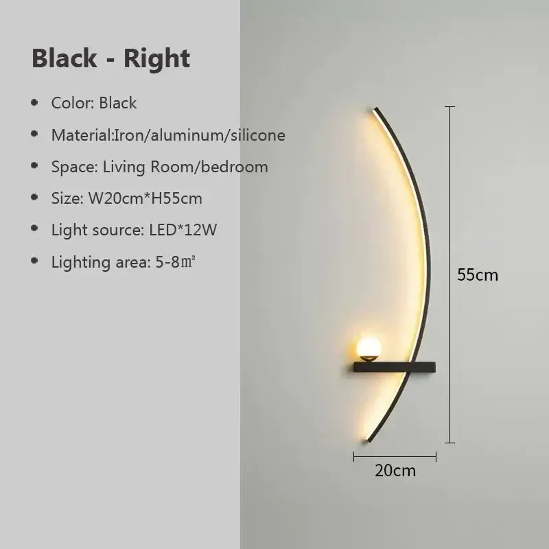 DecorBites™ Black Gold Modern Wall Sconce for Bedroom Study Home Indoor Lighting