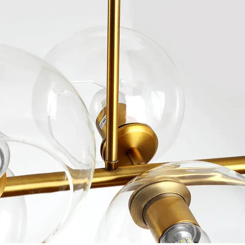 DecorBites™ Black Gold Molecule Glass Ball Chandelier Modern Loft Lamp Living Room Kitchen Island Light