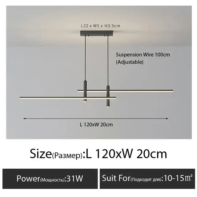DecorBites™ Black Gold Nordic LED Pendant Chandelier for Dining Table - Modern Minimalist Design