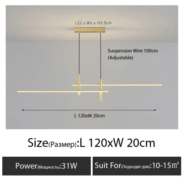 DecorBites™ Black Gold Nordic LED Pendant Chandelier for Dining Table - Modern Minimalist Design