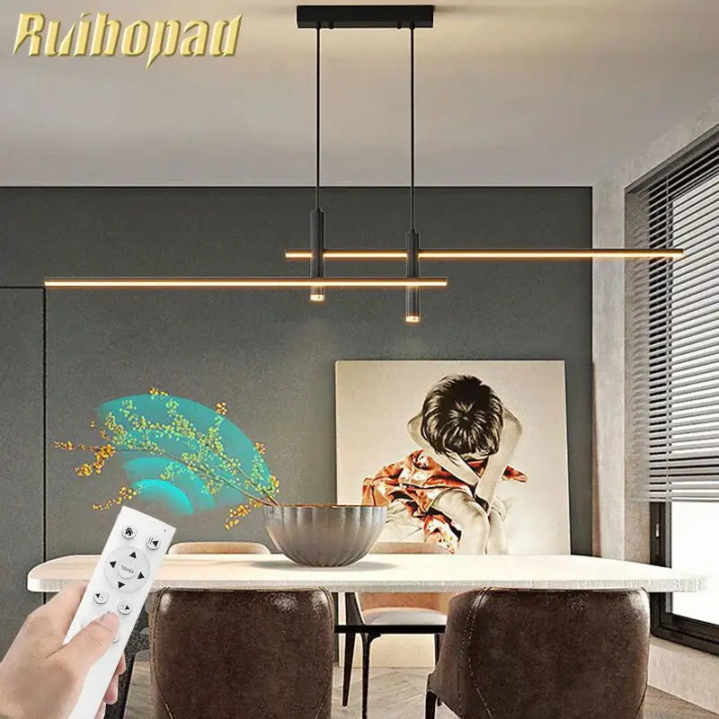 DecorBites™ Black Gold Nordic LED Pendant Chandelier for Dining Table - Modern Minimalist Design