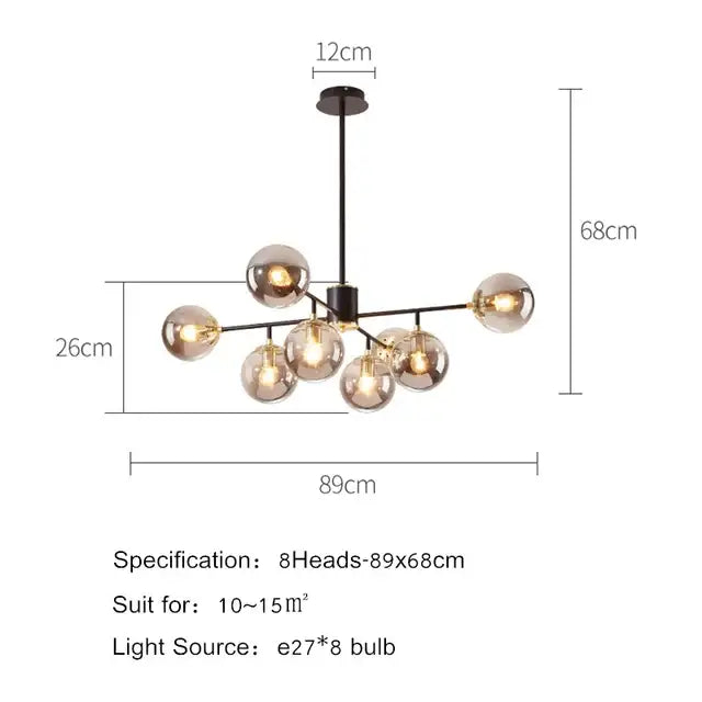DecorBites™ Black Gold Nordic Pendant Chandelier for Dining Kitchen Living Bedroom Lighting