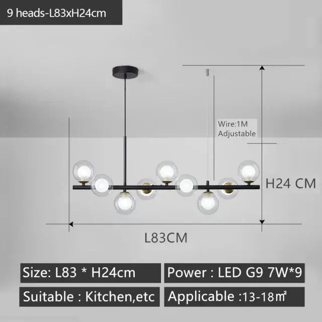 DecorBites™ Black Gold Nordic Pendant Chandelier for Dining Kitchen Living Bedroom Lighting