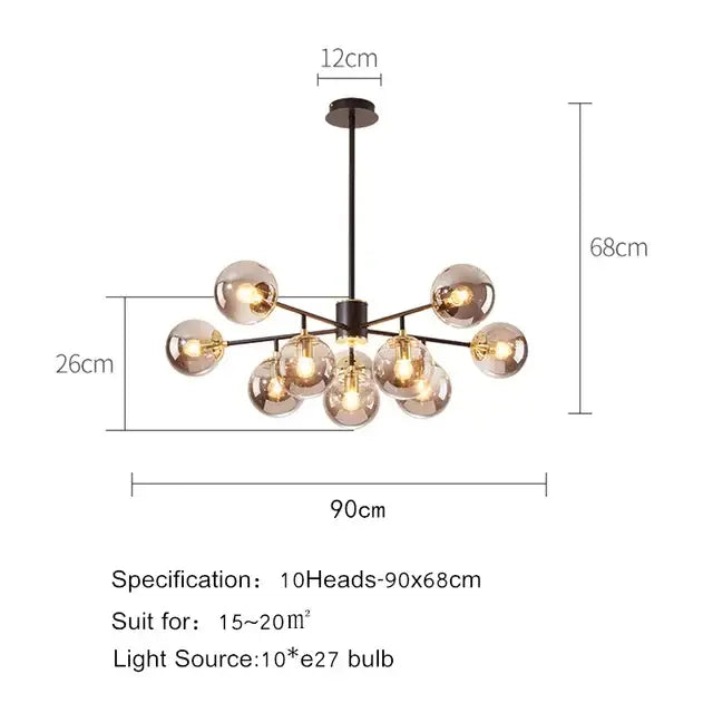 DecorBites™ Black Gold Nordic Pendant Chandelier for Dining Kitchen Living Bedroom Lighting