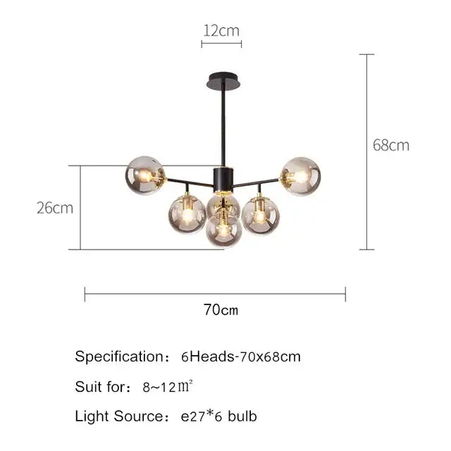 DecorBites™ Black Gold Nordic Pendant Chandelier for Dining Kitchen Living Bedroom Lighting