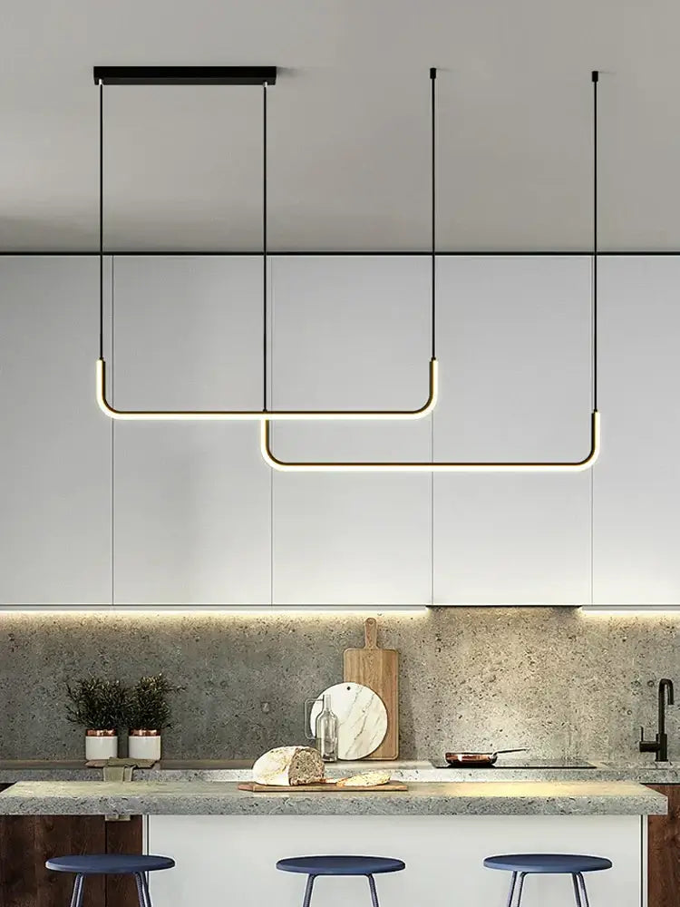 DecorBites™ Black Gold Pendant Chandelier LED Ceiling Lamp for Modern Dining Room and Kitchen