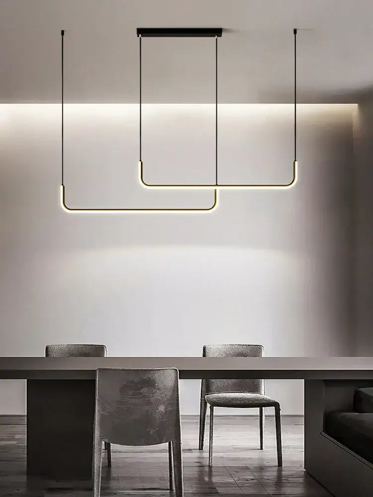 DecorBites™ Black Gold Pendant Chandelier LED Ceiling Lamp for Modern Dining Room and Kitchen
