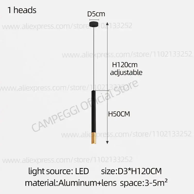 DecorBites™ Black Gold Pendant Lamp: Modern Nordic Designer LED Indoor Lighting