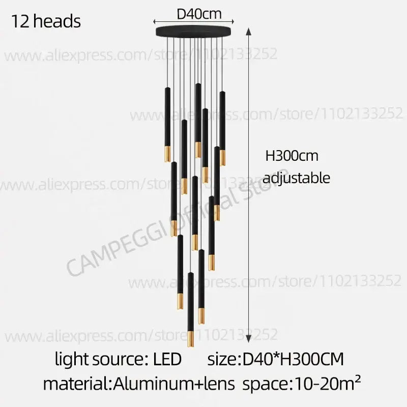 DecorBites™ Black Gold Pendant Lamp: Modern Nordic Designer LED Indoor Lighting