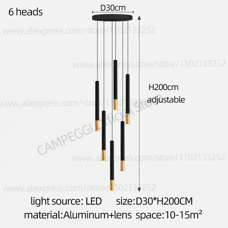 DecorBites™ Black Gold Pendant Lamp: Modern Nordic Designer LED Indoor Lighting