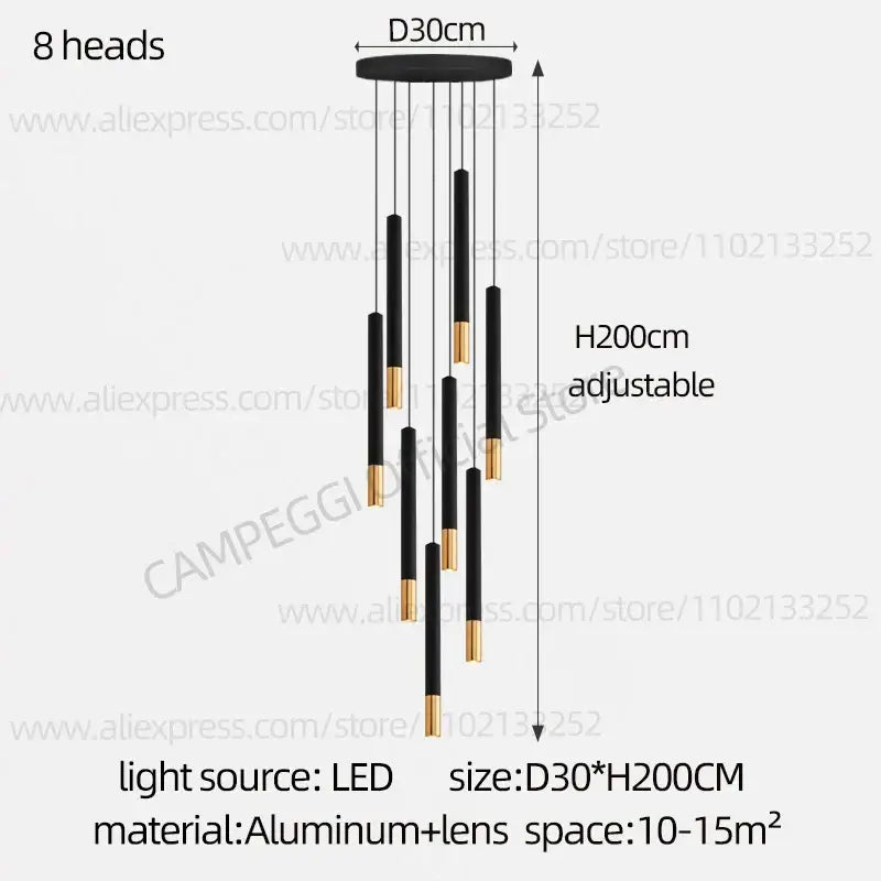 DecorBites™ Black Gold Pendant Lamp: Modern Nordic Designer LED Indoor Lighting