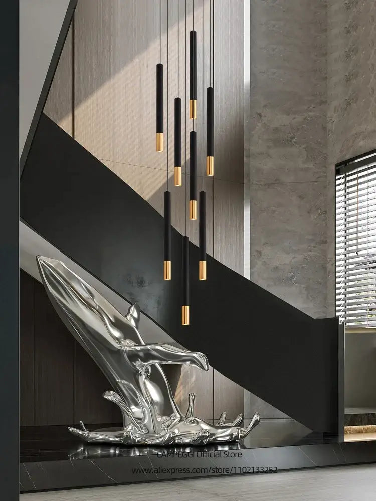 DecorBites™ Black Gold Pendant Lamp: Modern Nordic Designer LED Indoor Lighting