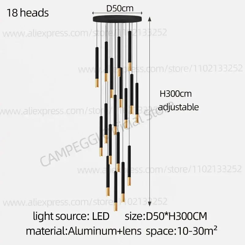 DecorBites™ Black Gold Pendant Lamp: Modern Nordic Designer LED Indoor Lighting