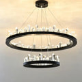 DecorBites™ Black Gold Rings Crystal Chandelier - Nordic Luxury LED Lighting for Living Room