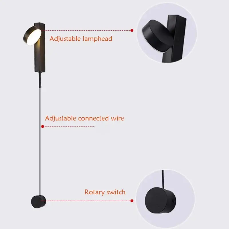 DecorBites™ Black Gold Rotating LED Wall Lamp for Bedroom & Living Room