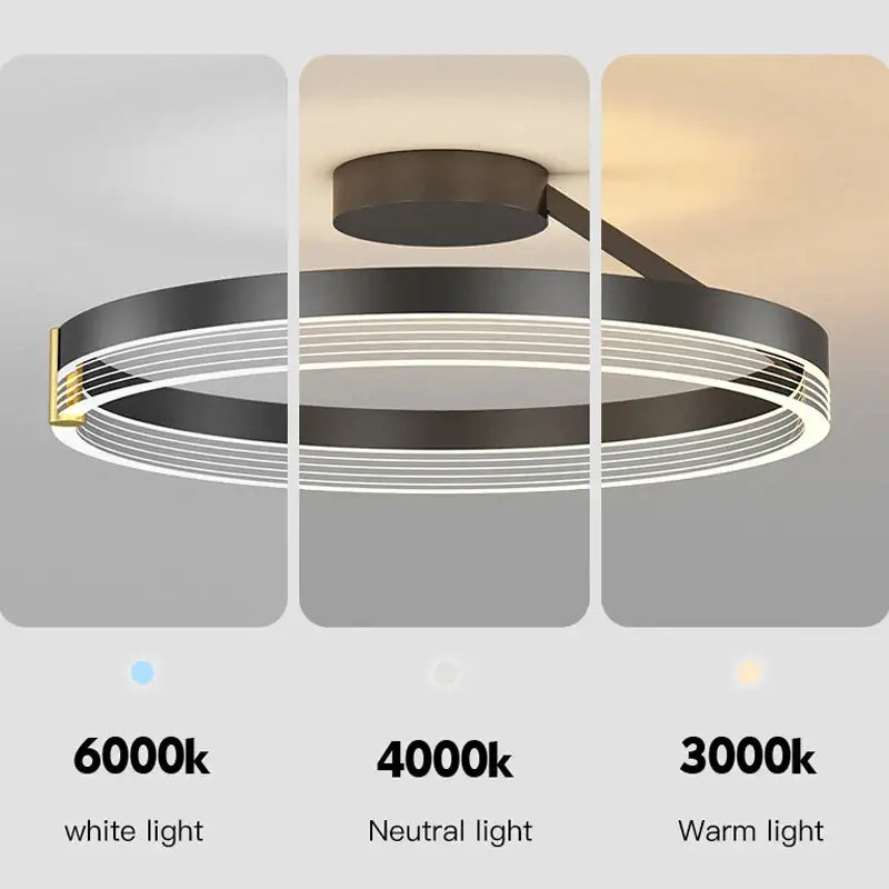 DecorBites™ Black Gold Round Chandelier: Modern Design Ceiling Lamp for Home Decoration