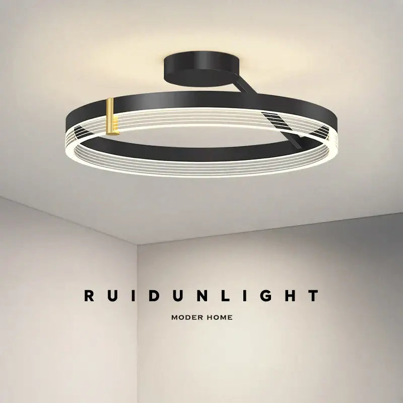 DecorBites™ Black Gold Round Chandelier: Modern Design Ceiling Lamp for Home Decoration