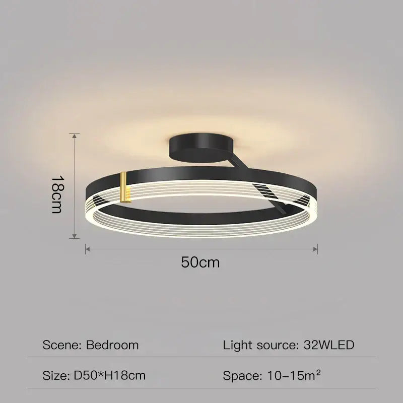 DecorBites™ Black Gold Round Chandelier: Modern Design Ceiling Lamp for Home Decoration