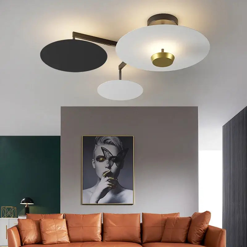 DecorBites™ Black Gold Round Chandelier with Remote Control Dimming Ceiling Lights