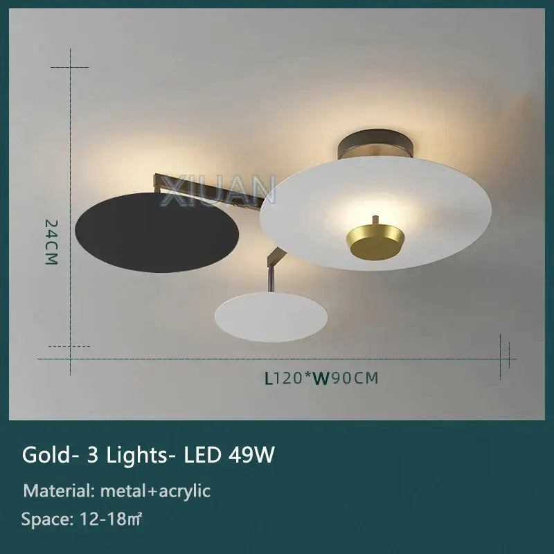 DecorBites™ Black Gold Round Chandelier with Remote Control Dimming Ceiling Lights
