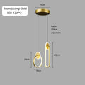DecorBites™ Black Gold Round Pendant Light Chandelier for Bedside Long Cable 12W