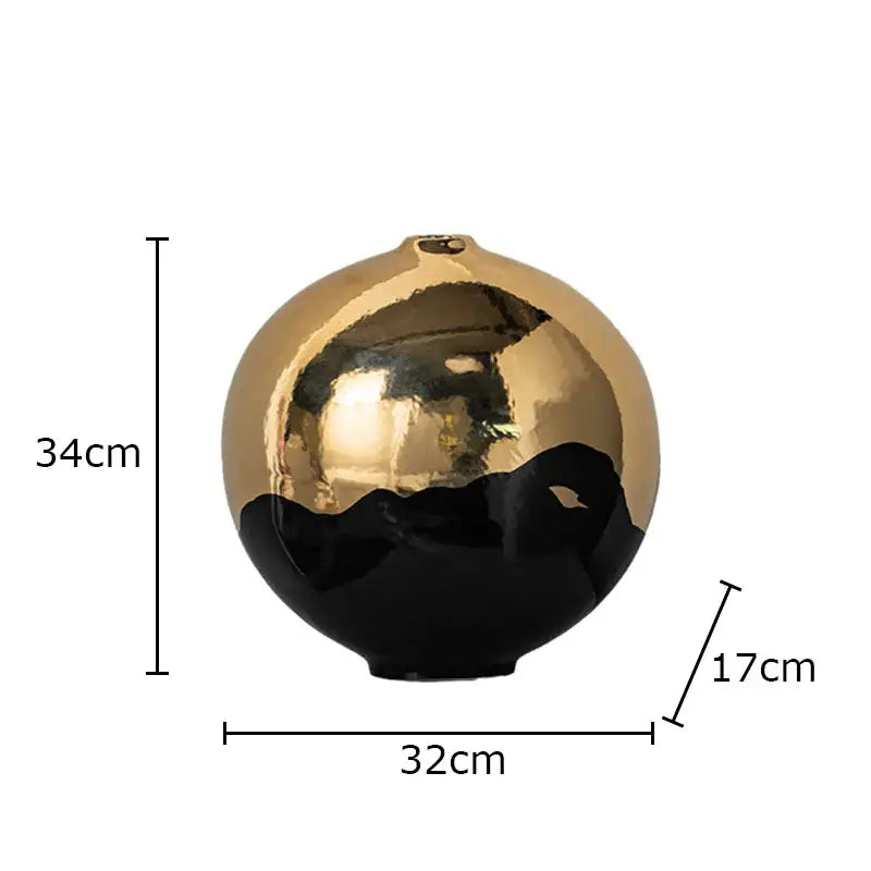 DecorBites™ Black Golden Ceramic Vase Desk Decoration Minimalism Aesthetic Floral Room Decor