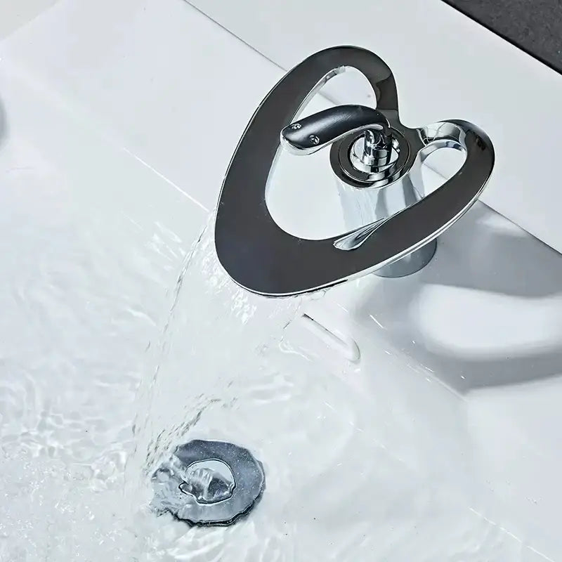 DecorBites™ Black Gray Brass Waterfall Basin Faucet Hot Cold Mixer Tap White Gold