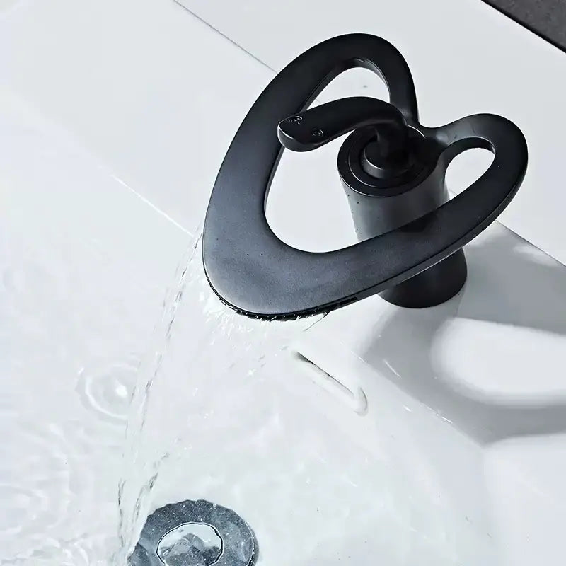 DecorBites™ Black Gray Brass Waterfall Basin Faucet Hot Cold Mixer Tap White Gold