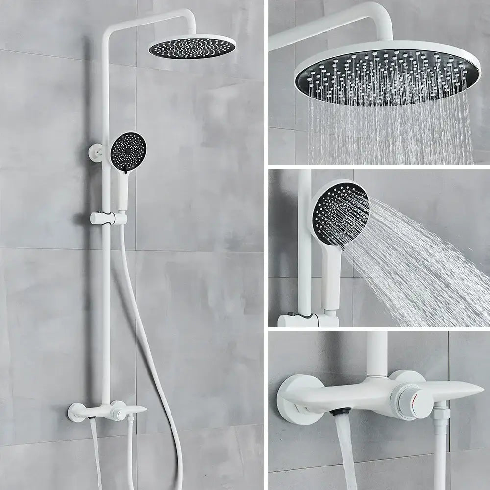 DecorBites™ Black Gray Wall Mounted Shower System Set with Bathtub Faucet