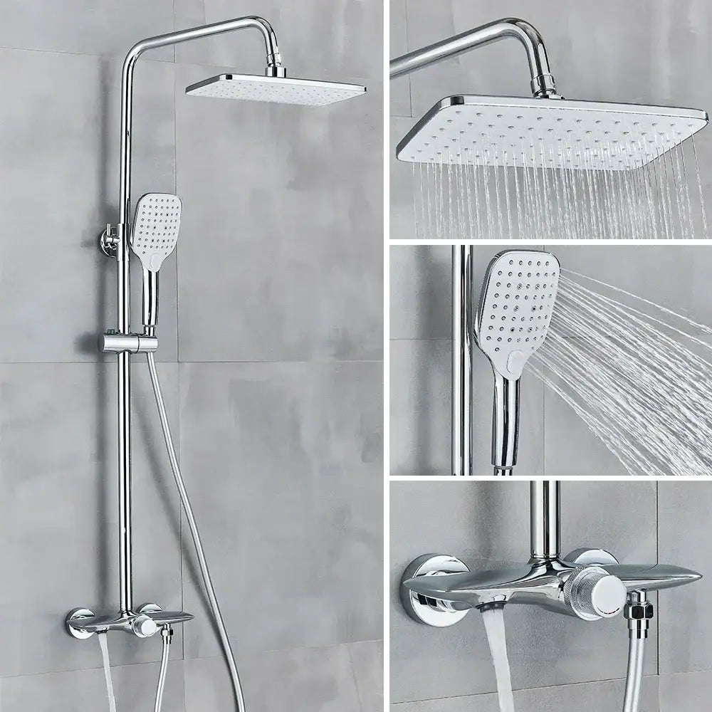 DecorBites™ Black Gray Wall Mounted Shower System Set with Bathtub Faucet