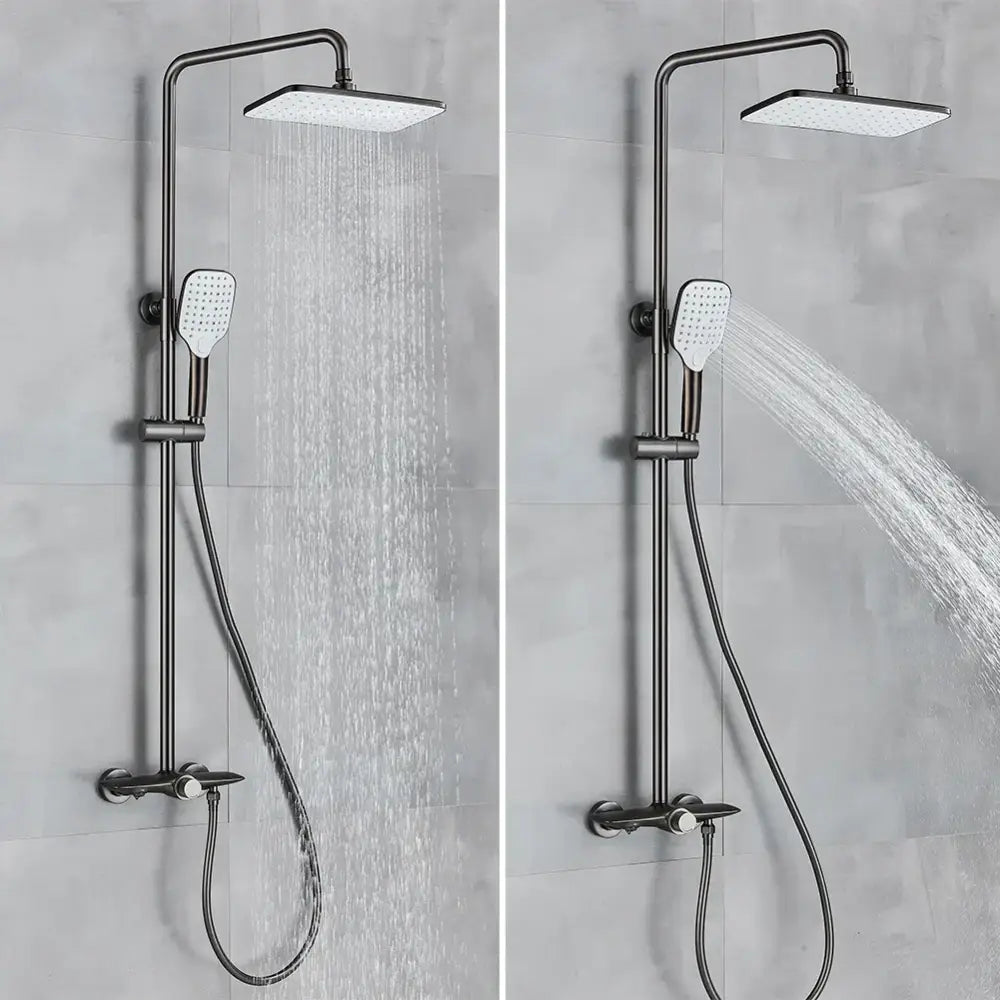 DecorBites™ Black Gray Wall Mounted Shower System Set with Bathtub Faucet