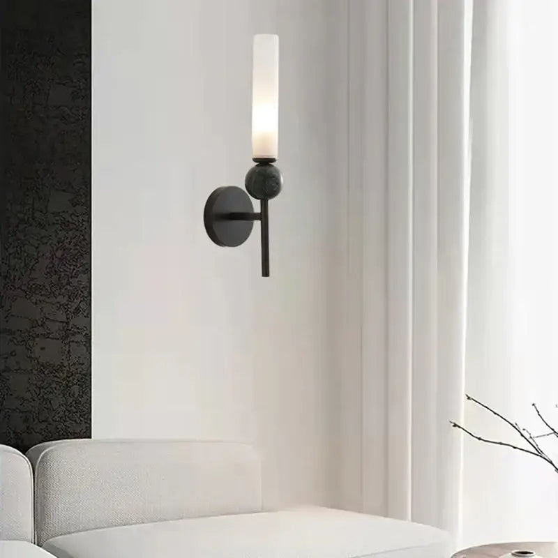 DecorBites™ Black Green Marble Wall Lamp Sconce with Copper Acrylic Lampshade
