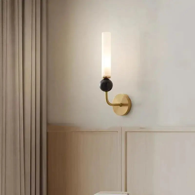 DecorBites™ Black Green Marble Wall Lamp Sconce with Copper Acrylic Lampshade