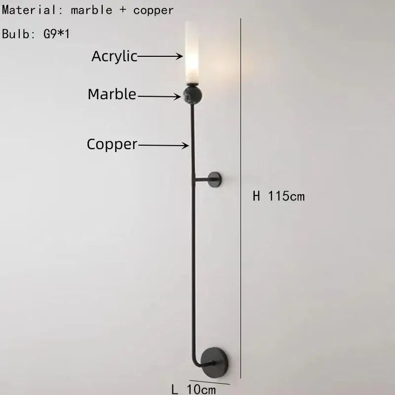 DecorBites™ Black Green Marble Wall Lamp Sconce with Copper Acrylic Lampshade