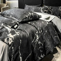 DecorBites™ Black Grey Marble Ice Silk Duvet Cover Set - Luxury Cooling Comfort, Nordic Style