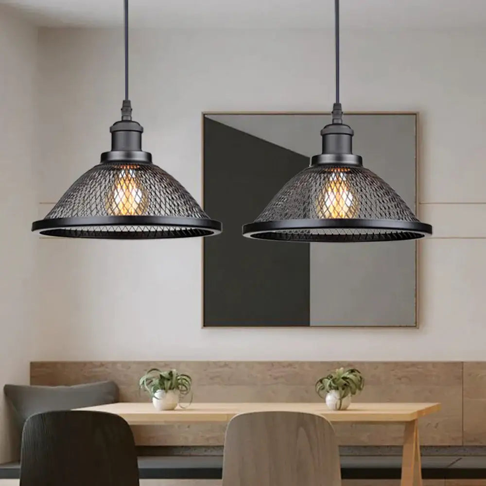 DecorBites™ مصباح متدلي بقفص صناعي أسود لجزيرة المطبخ وغرفة الطعام