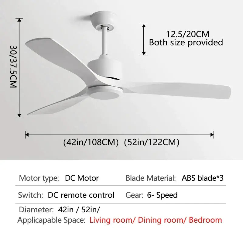 DecorBites™ Black Industrial Ceiling Fan 52Inch DC Powerful Airflow Living Room Office Commercial