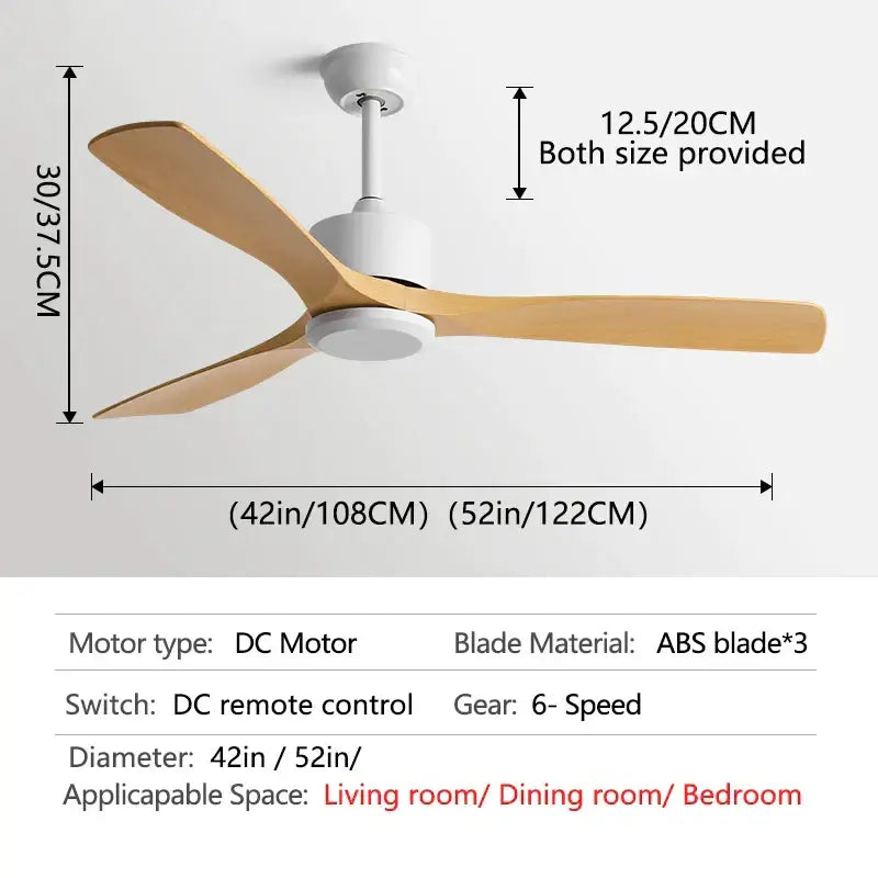 DecorBites™ Black Industrial Ceiling Fan 52Inch DC Powerful Airflow Living Room Office Commercial