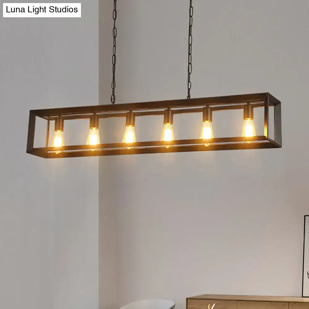 DecorBites™ Black Industrial Rectangular Island Pendant Metallic Ceiling Light Fixture