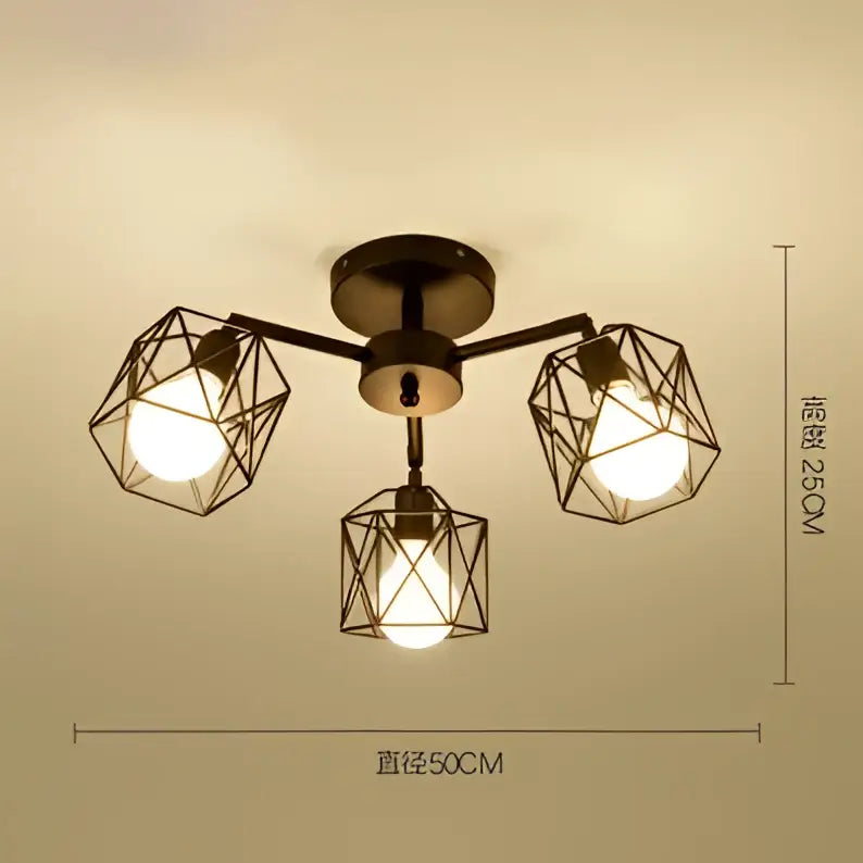 DecorBites™ Black Iron Cage Chandelier: Adjustable Spider Design Modern Ceiling Lamp