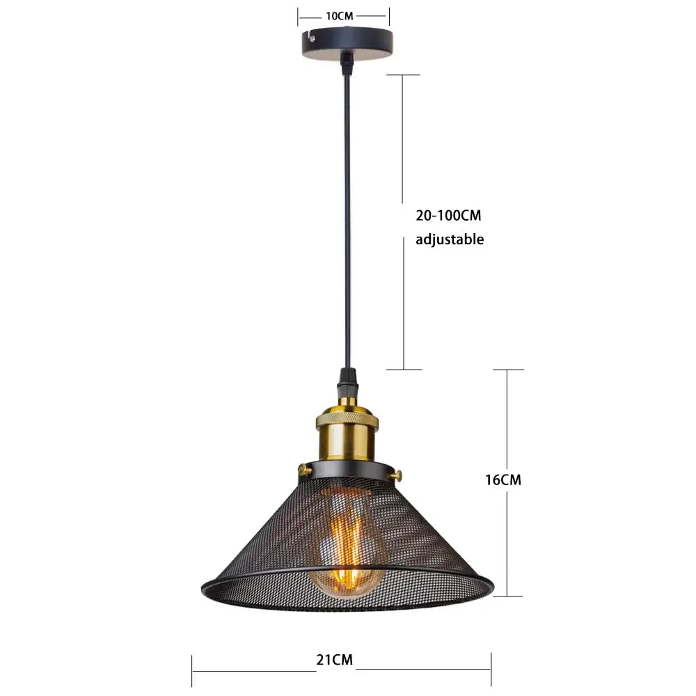 DecorBites™ Black Iron Cage Farmhouse Pendant Light Fixture for Kitchen Island, Dining Room, Hallway