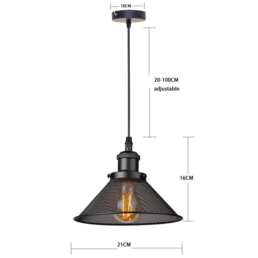 DecorBites™ Black Iron Cage Farmhouse Pendant Light Fixture for Kitchen Island, Dining Room, Hallway