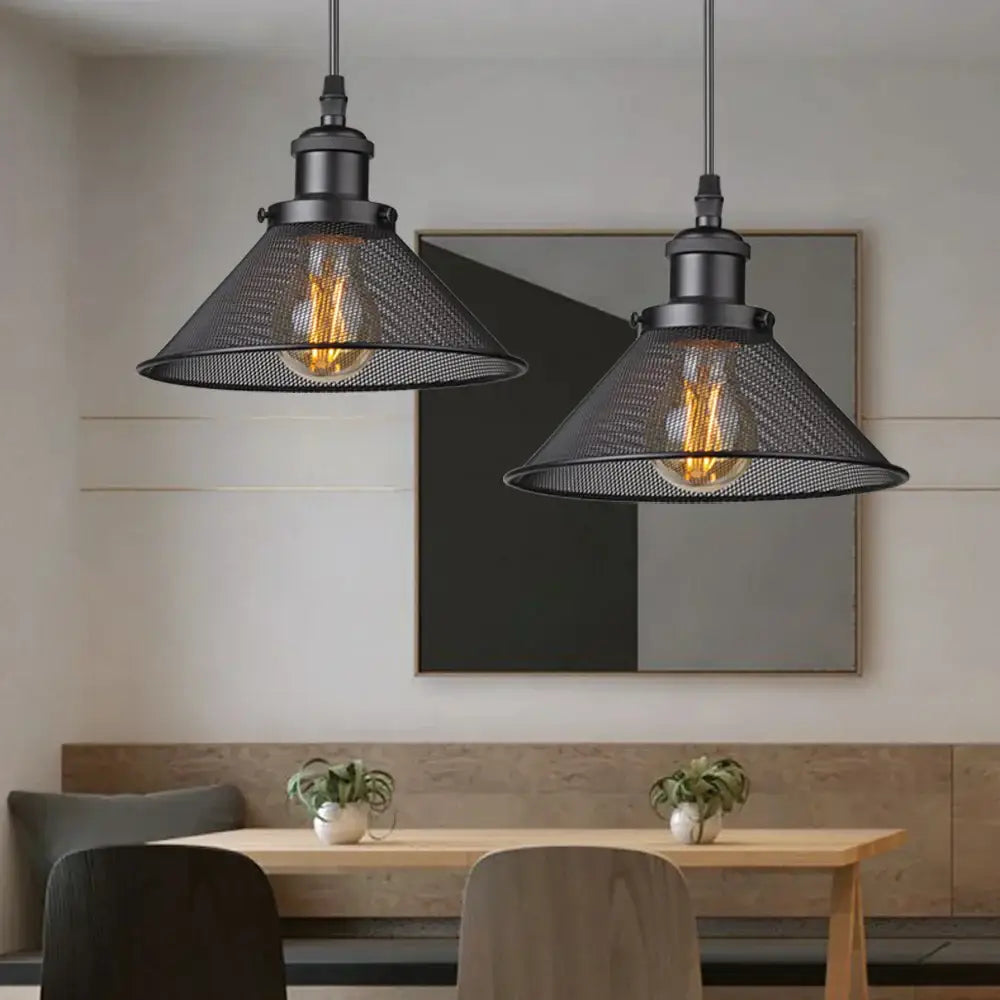 DecorBites™ Black Iron Cage Farmhouse Pendant Light Fixture for Kitchen Island, Dining Room, Hallway